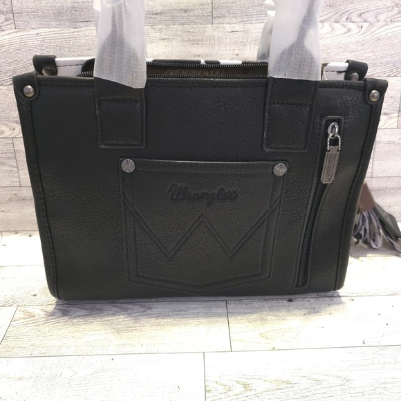 Wrangler Cow Print Concealed Carry Western Tote Crossbody Handbag - Picture 8 of 16